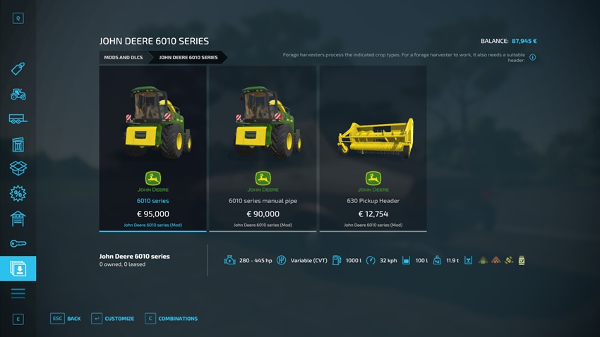 FS22 - John Deere 6610-6910 Forage Harvester 