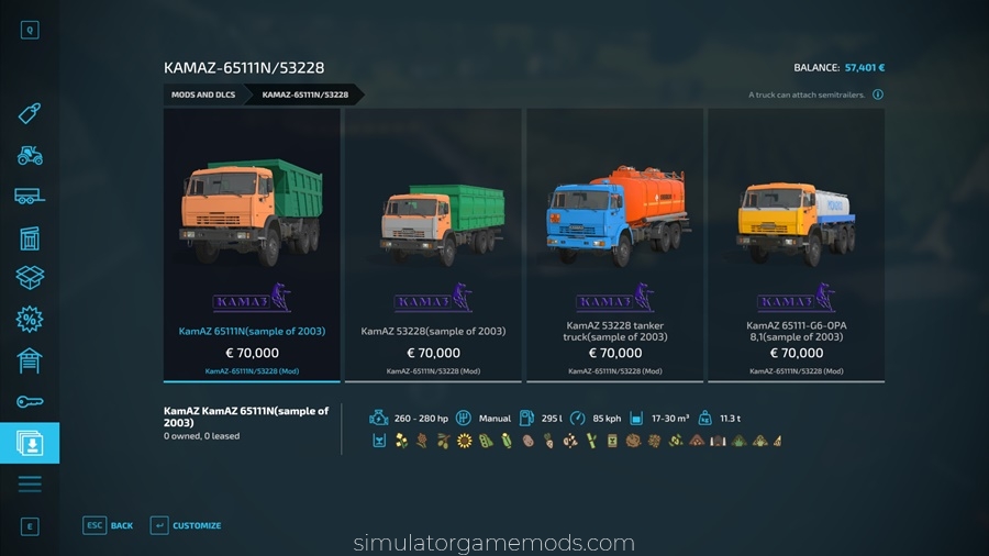 FS22 - KamAZ-65111 Truck Set