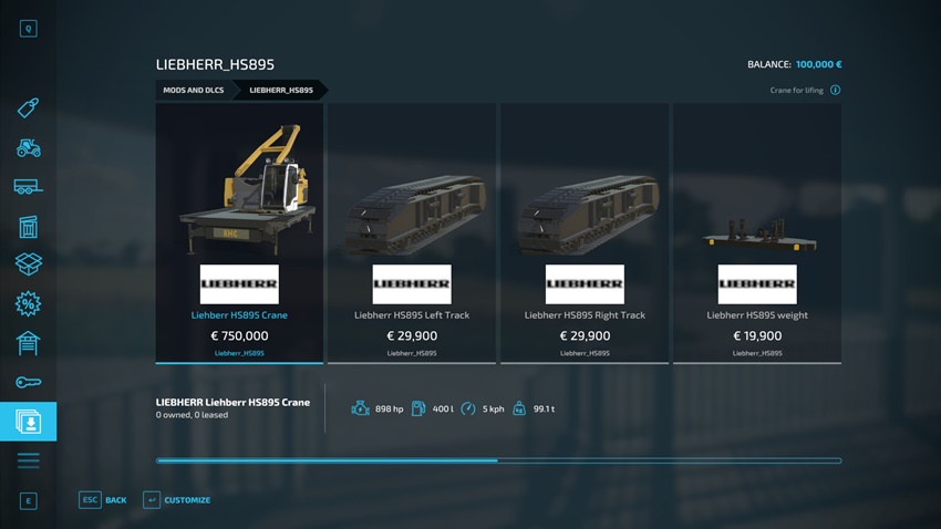 FS22 - Liebherr HS895 Crane