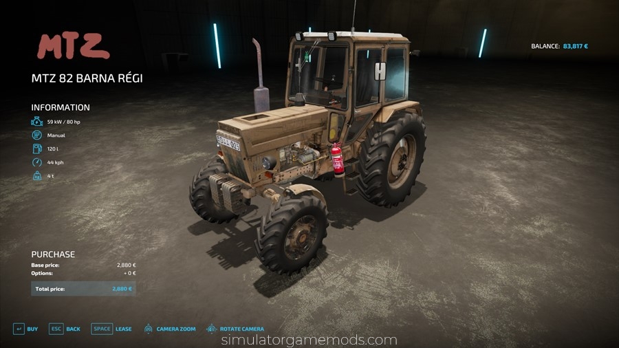 FS22 MTZ 82 Barna Tractor