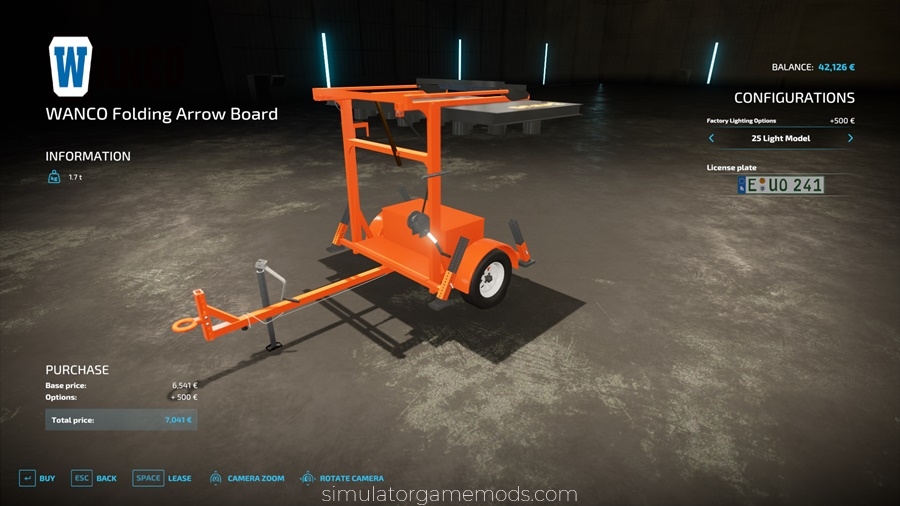 FS22 - Wanco Arrow Board Trailers and Skid Products