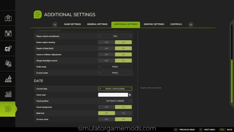FS25 – Additional Game Settings V1.0.0.4