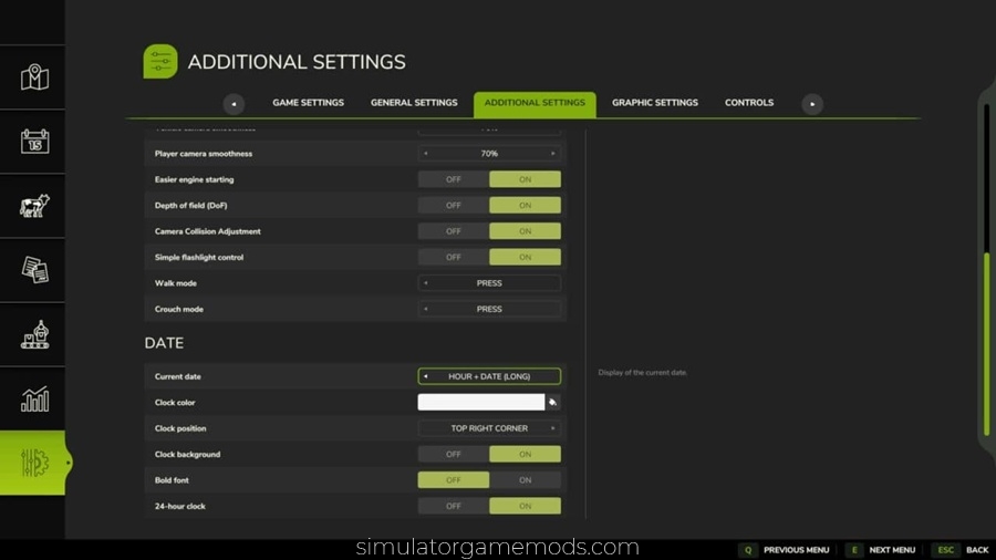 FS25 - Additional Game Settings mod