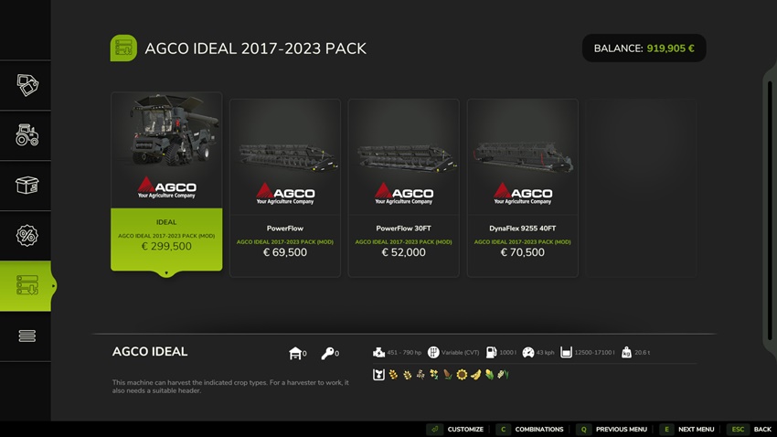 FS25 - Agco Ideal 2017-2023 Harvester Pack