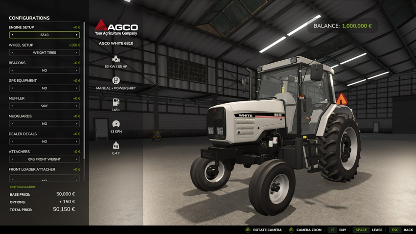 FS25 - Agco White 65-6810 2wd 4wd Tractor Pack