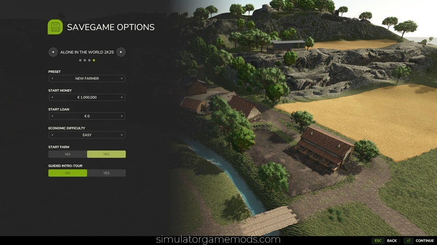 FS25 - Alone In The World 2K25 Map Create New Game Screen