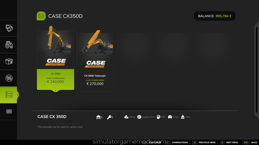 FS25 - Case CX350D Excavator Mod