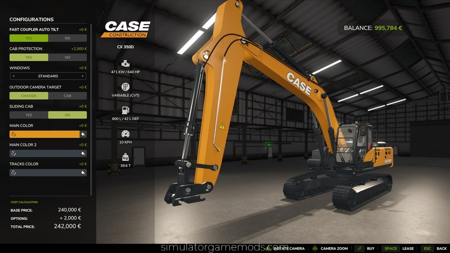 FS25 - Case CX350D Excavator Mod
