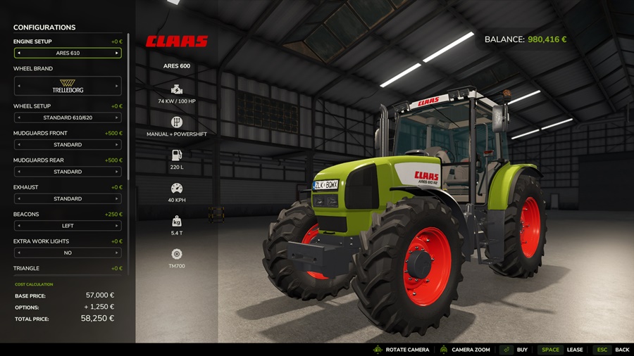 FS25 - Claas Ares 600 Tractor