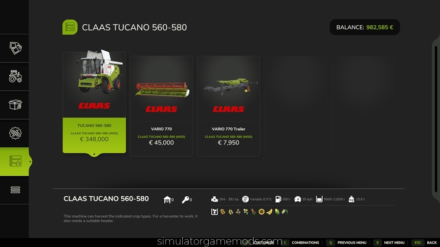 FS25 - Claas Tucano 560-580 Harvester