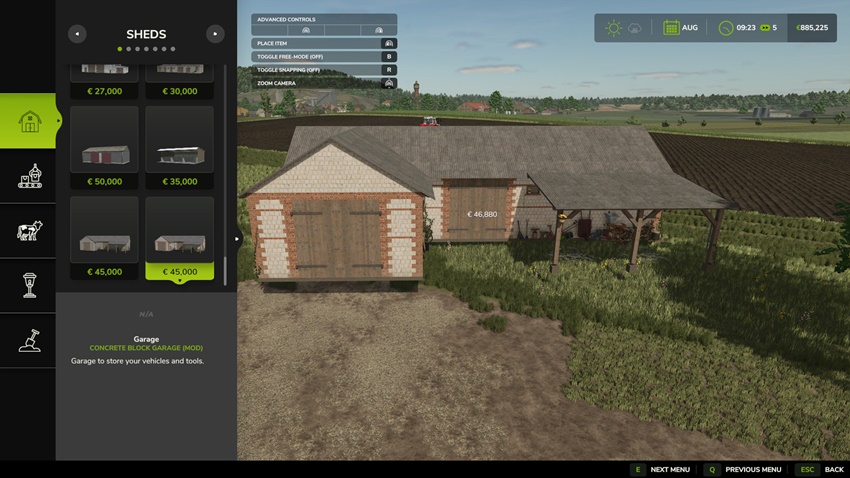 FS25 - Placeable Concrete Block Garage