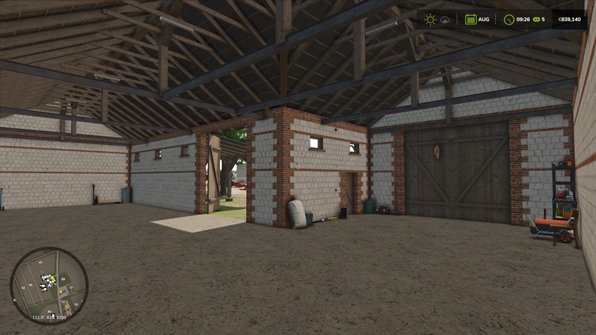 FS25 - Placeable Concrete Block Garage