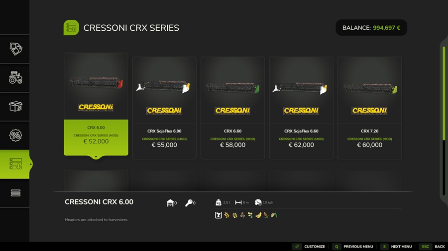 FS25 - Cressoni CRX Series Header