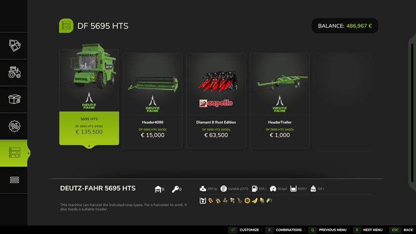 FS25 - Deutz Fahr 5695 HTS Harvester