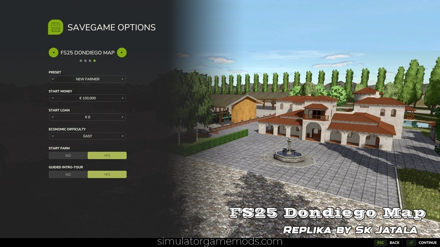 FS25 - Dondiego Map Create New Game Screen