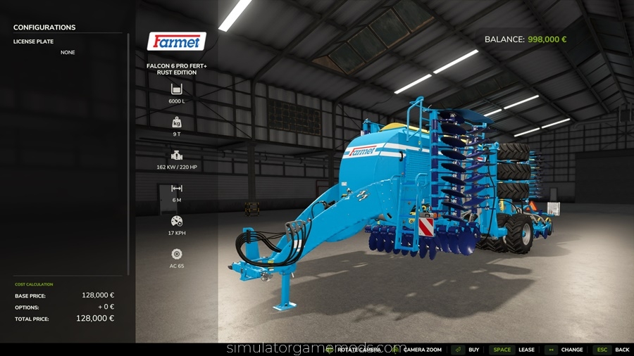 FS25 - Farmet Falcon 6 PRO Fert+ Rust Edition Seeder