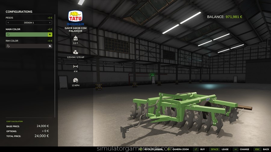 FS25 - Grade Tatu Gaicr 300 24×28 Plow mod