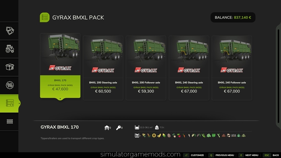 FS25 - Gyrax BMXL Trailer Pack