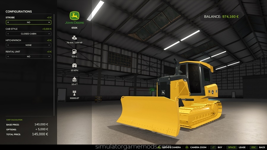 FS25 - John Deere 650K Bulldozer Mod