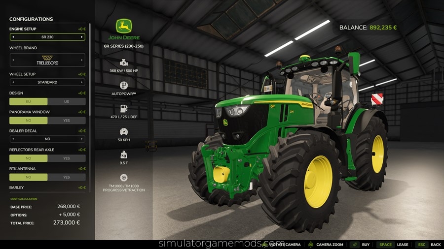 FS25 - John Deere 6R Extra Large Tractor Mod