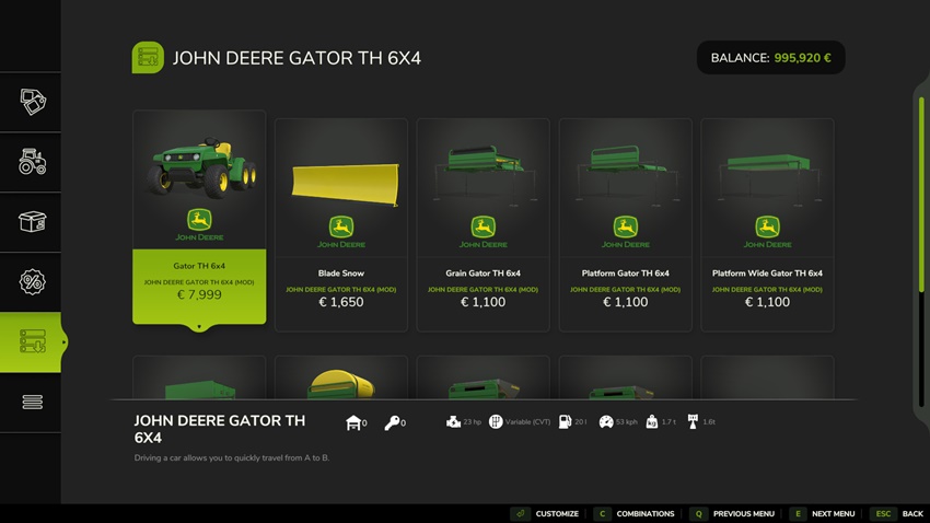 FS25 - John Deere Gator TH 6x4 Pack