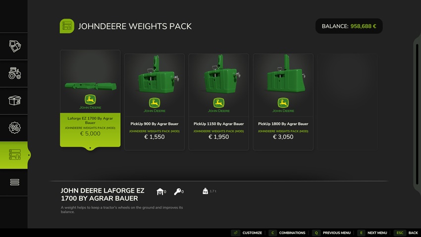 FS25 - John Deere Weight Pack