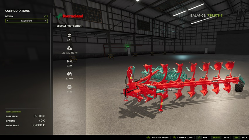 FS25 - Kverneland Ecomat Plow Rust Edition