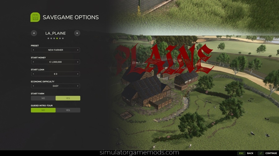 FS25 - La Plaine Map Create a new game screen