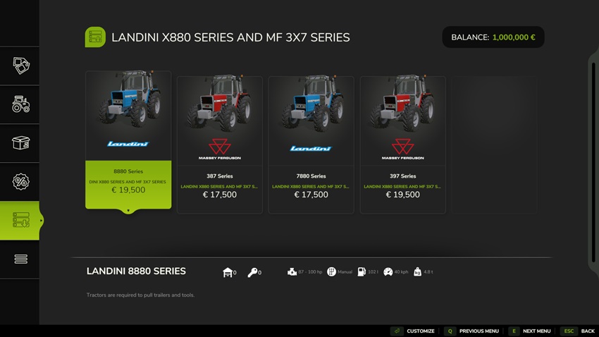 FS25 - Landini X880 Series And MF 3X7 Series