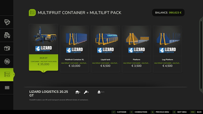 FS25 - Lizard Multifruit Container + Lizard MultiLift Pack