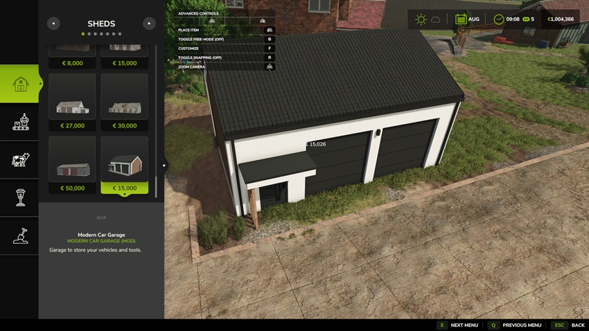 FS25 - Placeable Modern Car Garage
