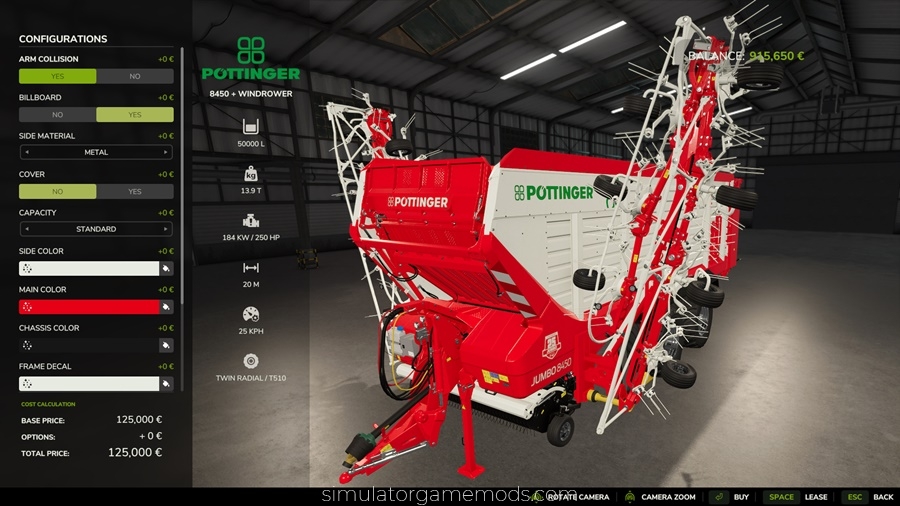 FS25 - Pottinger 8450 Windrower Pack