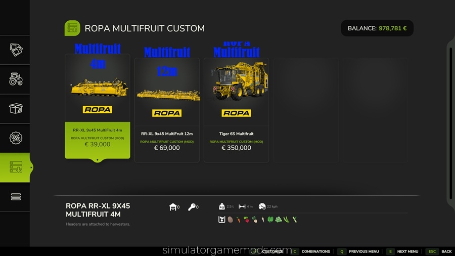 FS25 - Ropa Multifruit Custom
