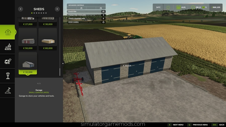 FS25 - Placeable Small Garage