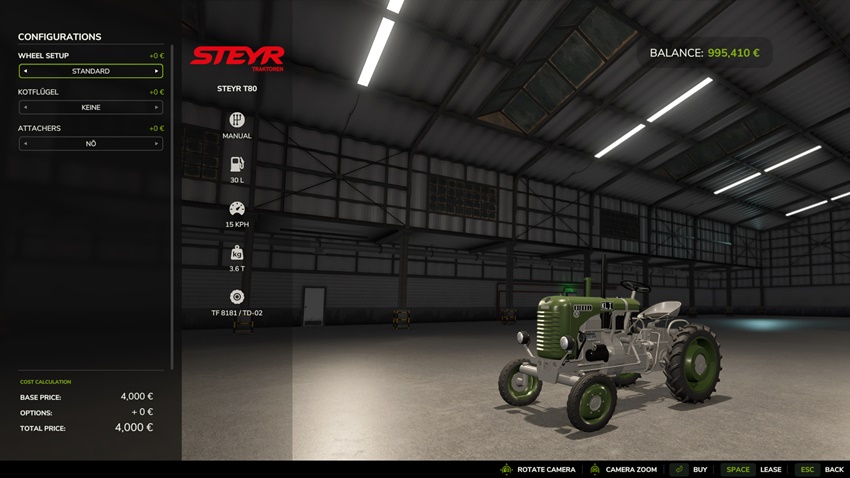 FS25 - Steyr T80 Diesel Old Tractor