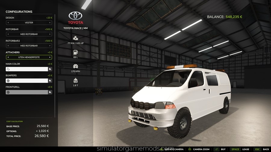 FS25 - Toyota Hiace Service truck mod
